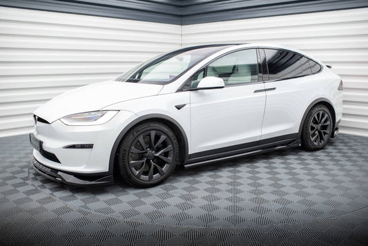 Maxton Seitenschweller Ansatz für Tesla Model X Mk1 Facelift schwarz Hochglanz