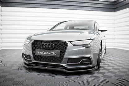 Maxton Front Ansatz V.4 für Audi S5 / A5 S-Line Coupe / Sportback 8T Facelift schwarz Hochglanz