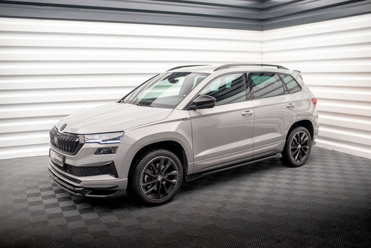 Maxton Seitenschweller Ansatz für Skoda Karoq Sportline Mk1 Facelift schwarz Hochglanz