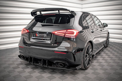 Maxton Robuste Racing Diffusor Heck Ansatz +Flaps für Mercedes A35 AMG Hatchback Aero Pack W177 schwarz Hochglanz