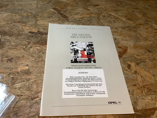 Die neuen Argumente Produktinformation Corsa, Kadett, Vectra, Omega Werbeprospekt Modelljahr ´90