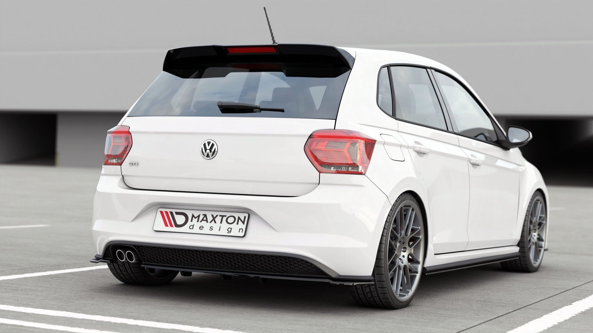 Maxton Mittlerer Diffusor Heck Ansatz DTM Look für VW Polo 6 GTI Mk6 schwarz Hochglanz