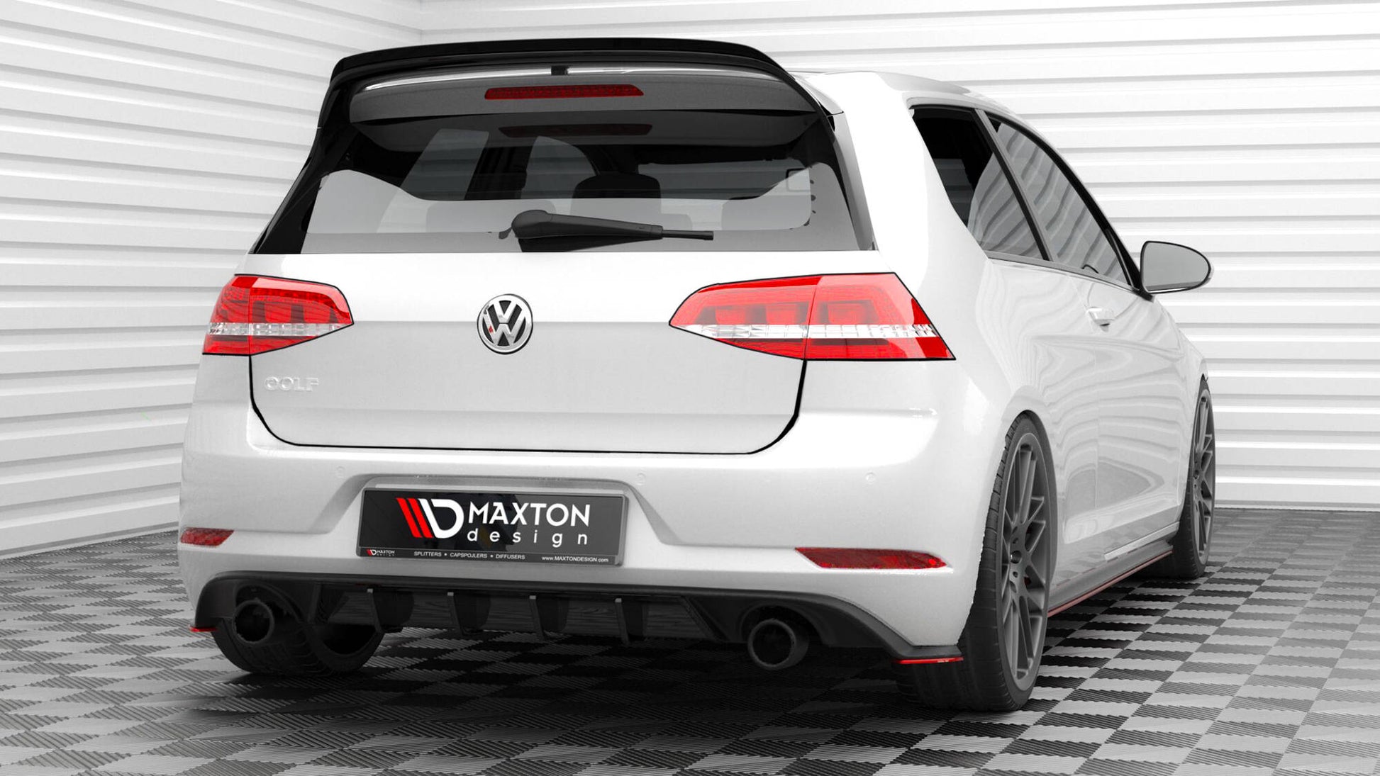 Maxton Heck Ansatz Flaps Diffusor V.2 für Volkswagen Golf GTI Mk7 Facelift schwarz Hochglanz