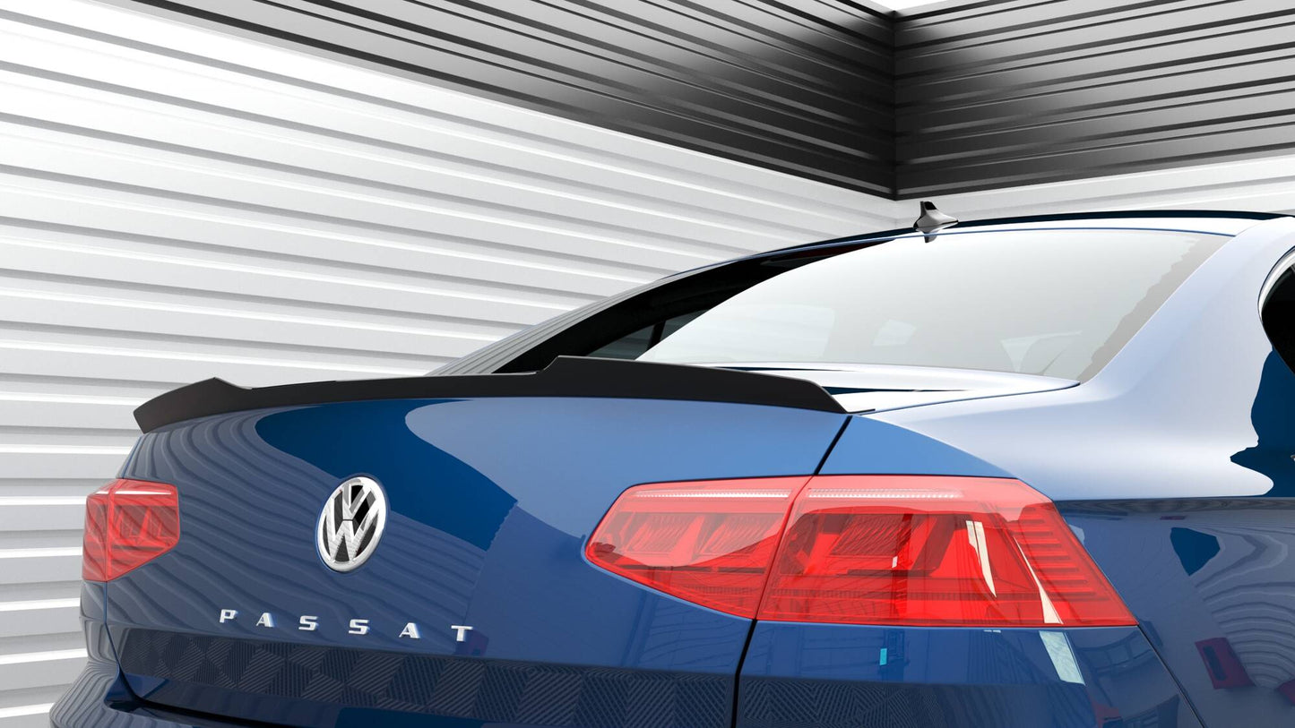 Maxton Spoiler CAP für Volkswagen Passat Limousine R-Line Mk8 schwarz Hochglanz