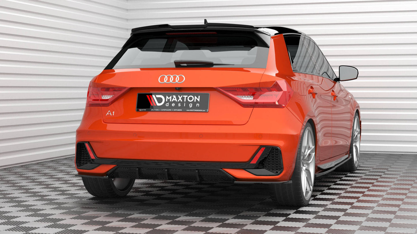 Maxton Heck Ansatz Flaps Diffusor V.2 für Audi A1 S-Line GB schwarz Hochglanz