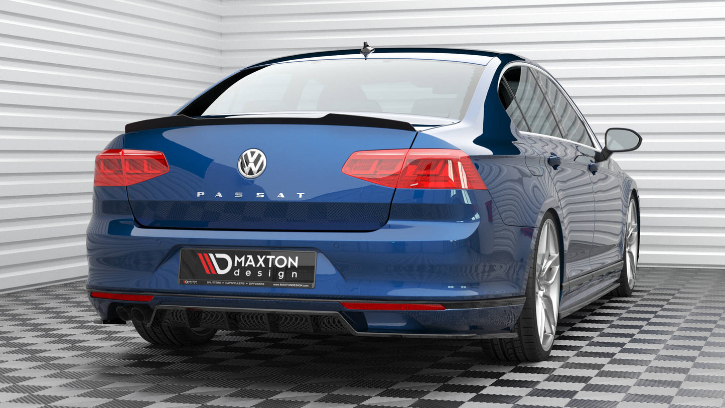 Maxton Spoiler CAP für Volkswagen Passat Limousine R-Line Mk8 schwarz Hochglanz