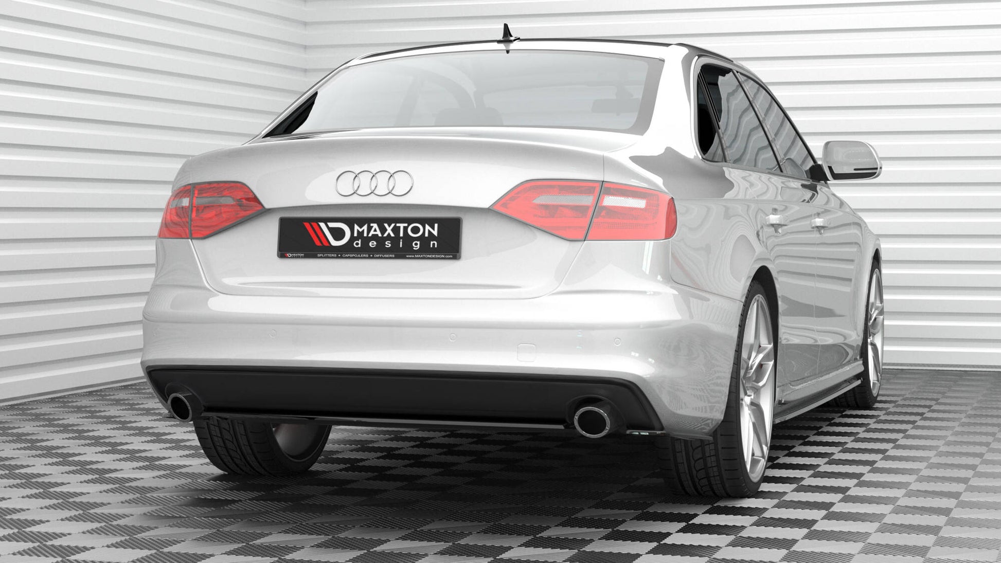 Maxton Mittlerer Diffusor Heck Ansatz für Audi A4 S-Line B8 Facelift schwarz Hochglanz