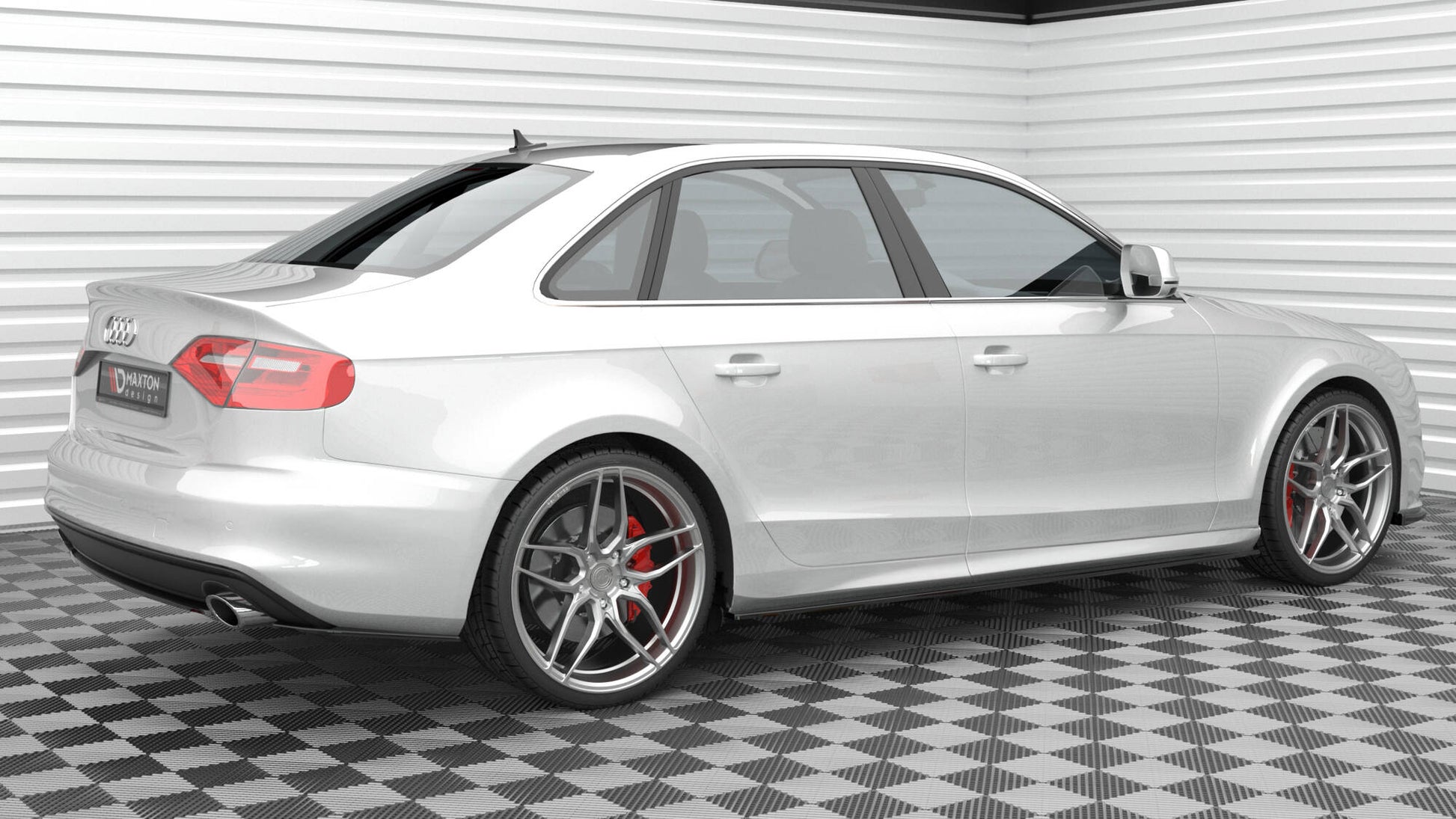 Maxton Mittlerer Diffusor Heck Ansatz für Audi A4 S-Line B8 Facelift schwarz Hochglanz