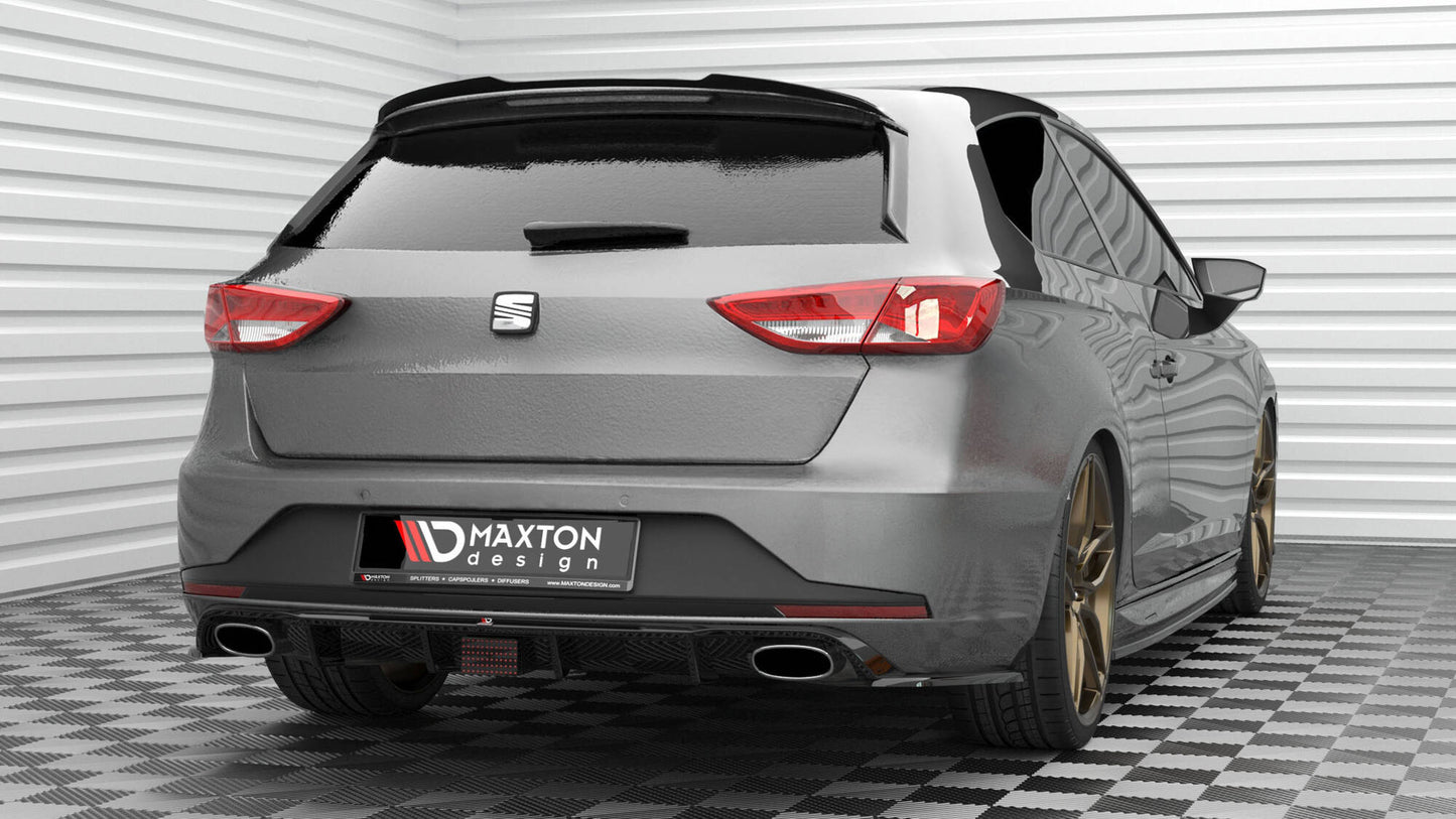 Maxton Spoiler CAP V.2 für Seat Leon Cupra Sportstourer Mk3 Facelift schwarz Hochglanz