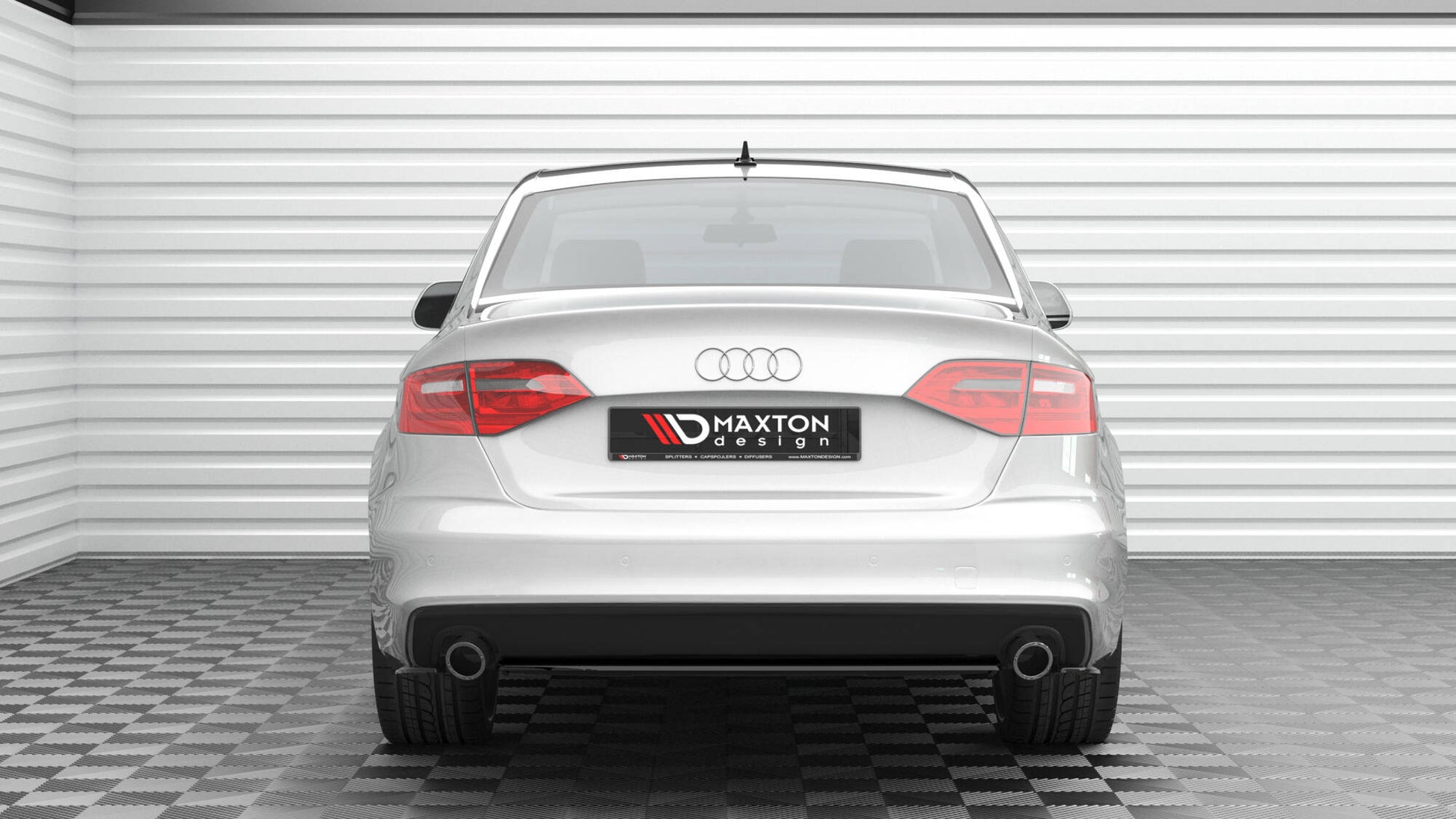 Maxton Mittlerer Diffusor Heck Ansatz für Audi A4 S-Line B8 Facelift schwarz Hochglanz