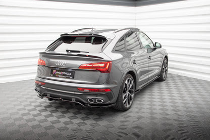 Maxton Niedriger Spoiler CAP für Audi SQ5 Sportback Mk2 Facelift schwarz Hochglanz