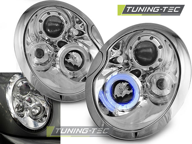 Tuning-Tec LED Angel Eyes Scheinwerfer für Mini (R53/R54/R56) 01-06 chrom