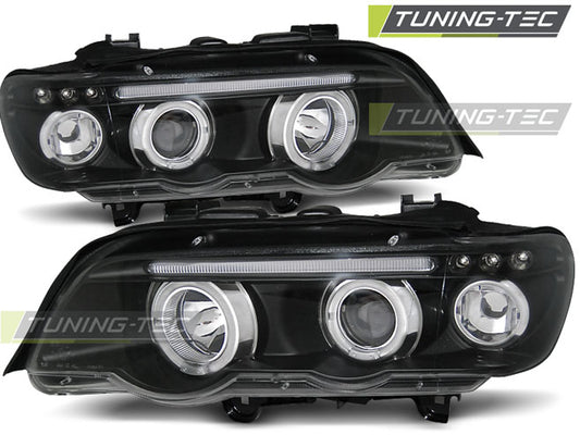 Tuning-Tec LED Angel Eyes Scheinwerfer für BMW X5 E53 99-03 schwarz