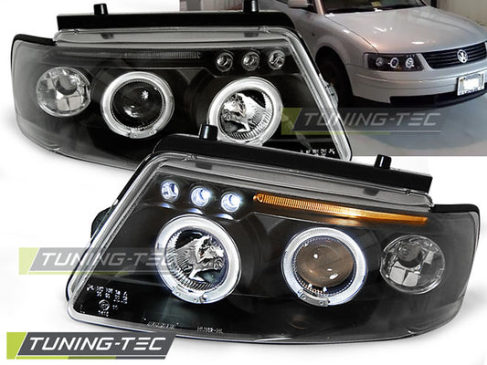 Tuning-Tec LED Angel Eyes Scheinwerfer für VW Passat 3B (B5) 96-00 schwarz
