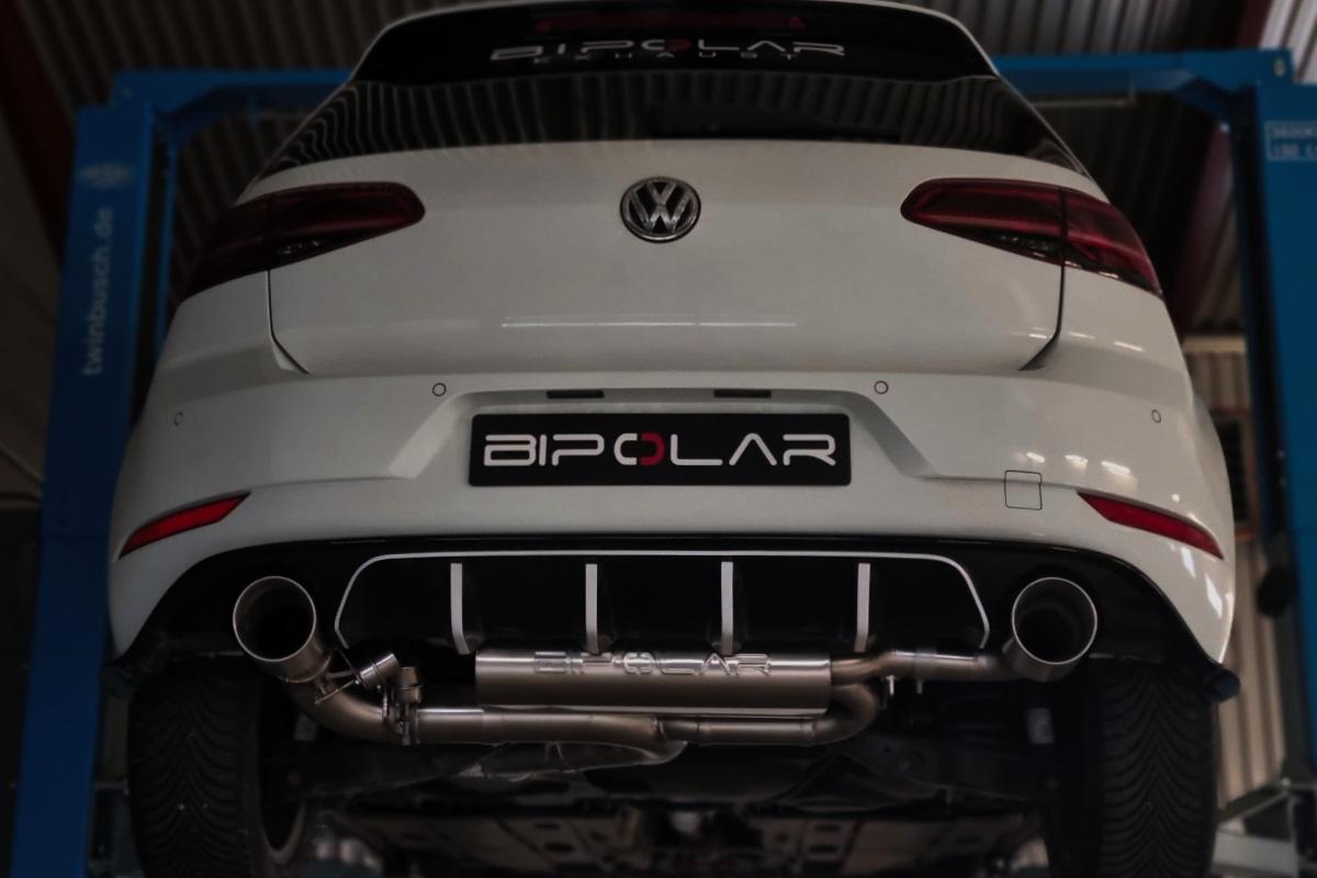 Grail Auspuffanlage Volkswagen Golf 7 GTI 3.5-Zoll Edelstahl Endrohre 114mm an HJS CJXG (Clubsport S) Montage bei Grail