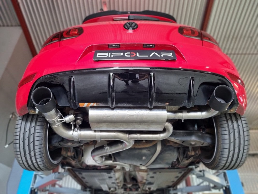 Grail Auspuffanlage Volkswagen Golf 6 GTI Edelstahl Endrohre 115mm an HJS Montage bei Grail