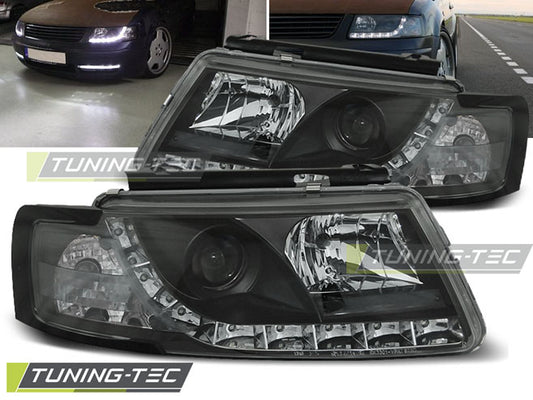 Tuning-Tec LED Tagfahrlicht Scheinwerfer für VW Passat 3B 96-00 schwarz
