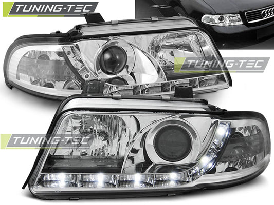 Tuning-Tec LED Tagfahrlicht Scheinwerfer für Audi A4 B5 Facelift 99-00 chrom