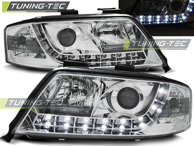 Tuning-Tec LED Tagfahrlicht Scheinwerfer für Audi A6 4B 97-01 chrom