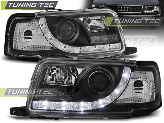 Tuning-Tec LED Tagfahrlicht Scheinwerfer für Audi 80 B4 91-96 schwarz