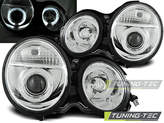 Tuning-Tec LED Angel Eyes Scheinwerfer für Mercedes Benz E-Klasse W210 95-99 chrom