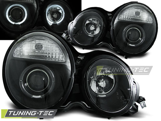 Tuning-Tec LED Angel Eyes Scheinwerfer für Mercedes Benz E-Klasse W210 95-99 schwarz