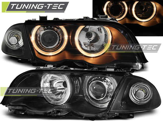 Tuning-Tec LED Angel Eyes Scheinwerfer für BMW 3er E46 98-01 schwarz Set