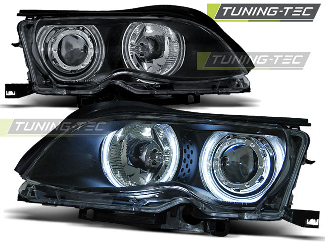 Tuning-Tec CCFL Angel Eyes Scheinwerfer für BMW 3er E46 01-05 schwarz Set