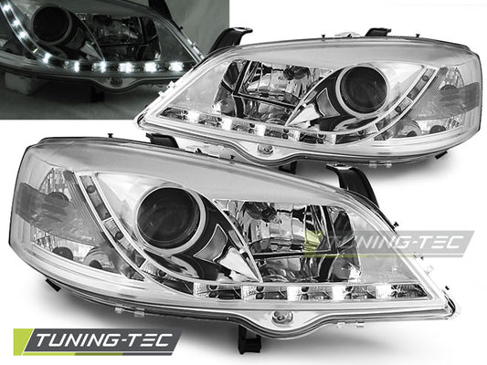 Tuning-Tec LED Tagfahrlicht Scheinwerfer für Opel Astra G 98-04 chrom