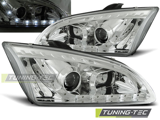 Tuning-Tec LED Tagfahrlicht Scheinwerfer für Ford Focus MK2 04-08 chrom
