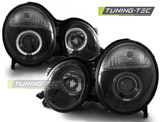 Tuning-Tec LED Angel Eyes Scheinwerfer für Mercedes Benz E-Klasse W210 99-02 schwarz
