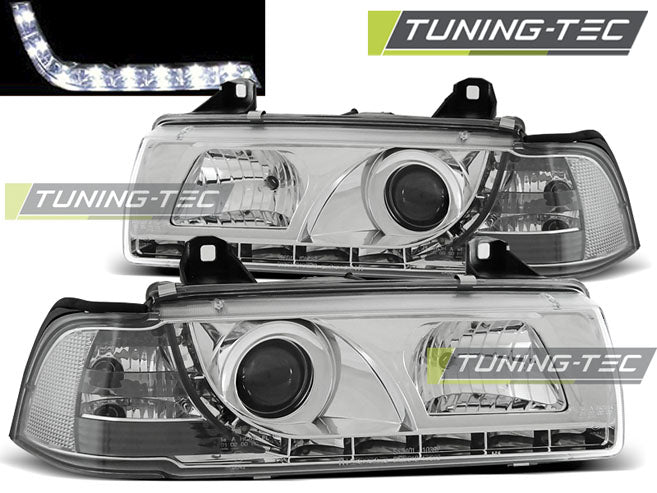 Tuning-Tec LED Tagfahrlicht Scheinwerfer für BMW 3er E36 90-99 chrom