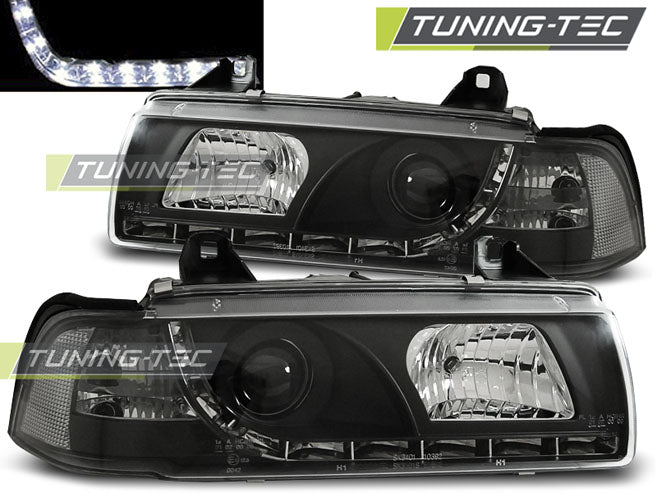 Tuning-Tec LED Tagfahrlicht Scheinwerfer für BMW 3er E36 90-99 schwarz