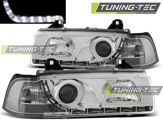 Tuning-Tec LED Tagfahrlicht Scheinwerfer für BMW 3er E36 Coupe/Cabrio 90-99 chrom