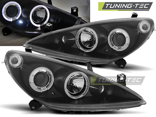 Tuning-Tec LED Angel Eyes Scheinwerfer für Peugeot 307 01-05 schwarz