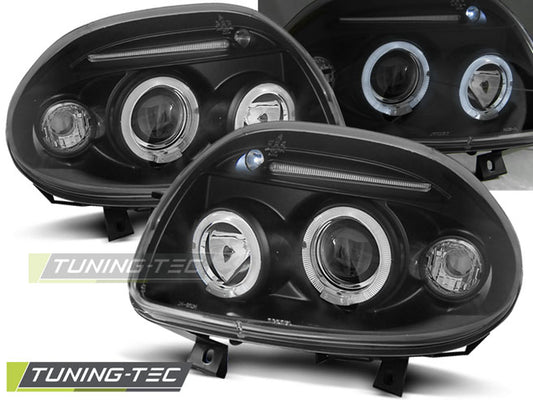 Tuning-Tec LED Angel Eyes Scheinwerfer für Renault Clio 2 98-01 schwarz