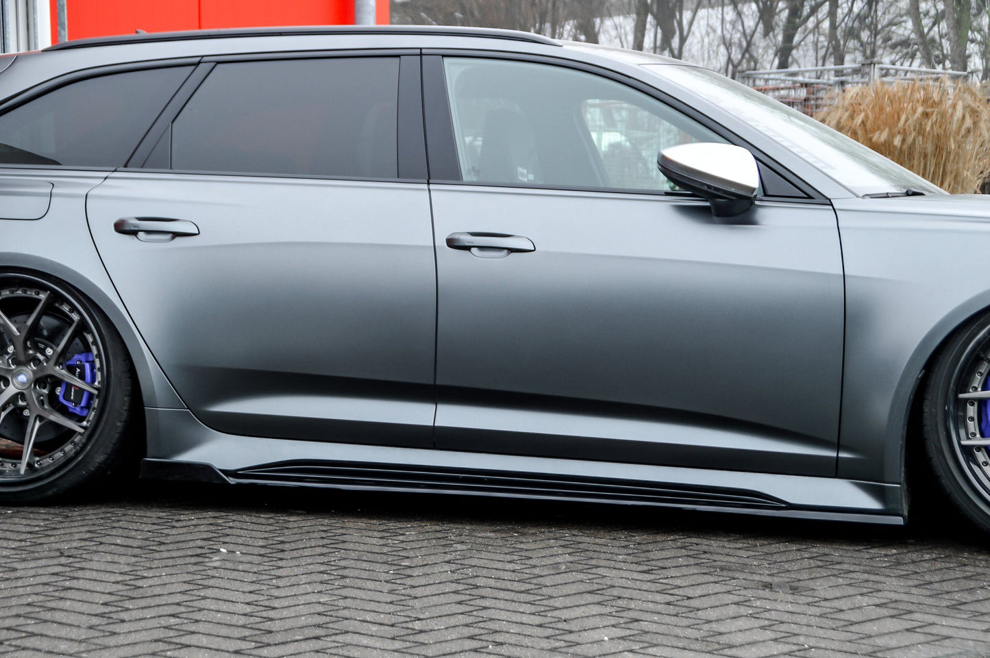 Seitenschwellersatz mit Wing Audi RS7 Typ C8 4K ab Bj.:2019 - Schwarz Glanz