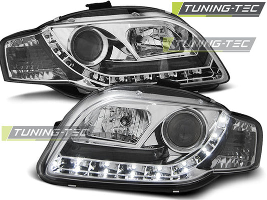 Tuning-Tec LED Tagfahrlicht Scheinwerfer für Audi A4 B7 05-08 chrom
