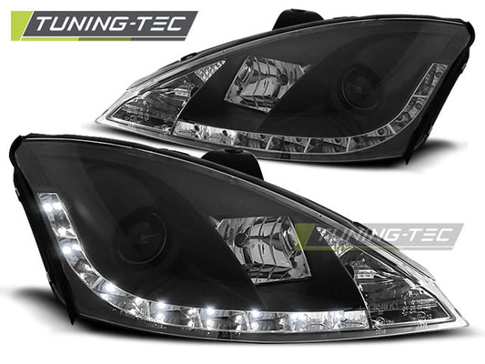 Tuning-Tec LED Tagfahrlicht Scheinwerfer für Ford Focus 1 Facelift 01-04 schwarz