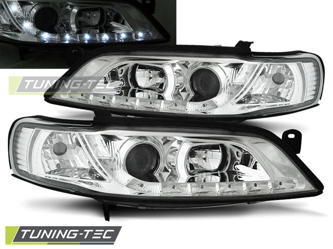 Tuning-Tec LED Tagfahrlicht Scheinwerfer für Opel Vectra B Facelift 99-02 chrom