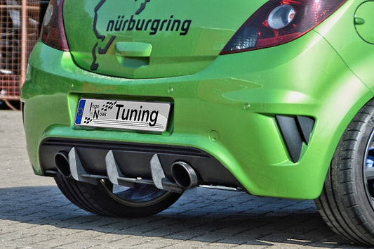 Gefräster Heckansatz Opel Corsa D OPC, Nürburging Edition Schwarz Matt