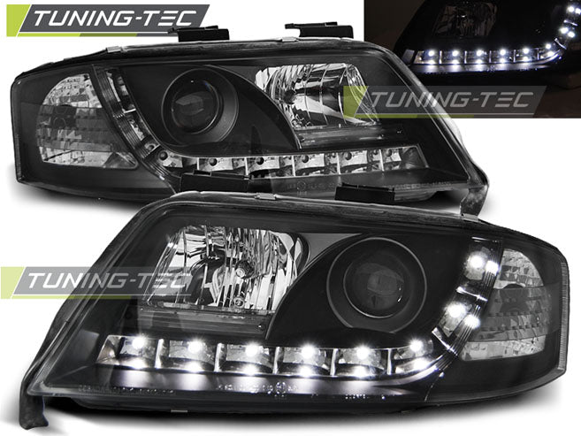 Tuning-Tec LED Tagfahrlicht Scheinwerfer für Audi A6 4B 01-04 schwarz