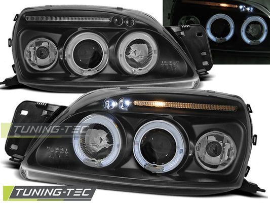 Tuning-Tec LED Angel Eyes Scheinwerfer für Ford Fiesta MK5 99-02 schwarz