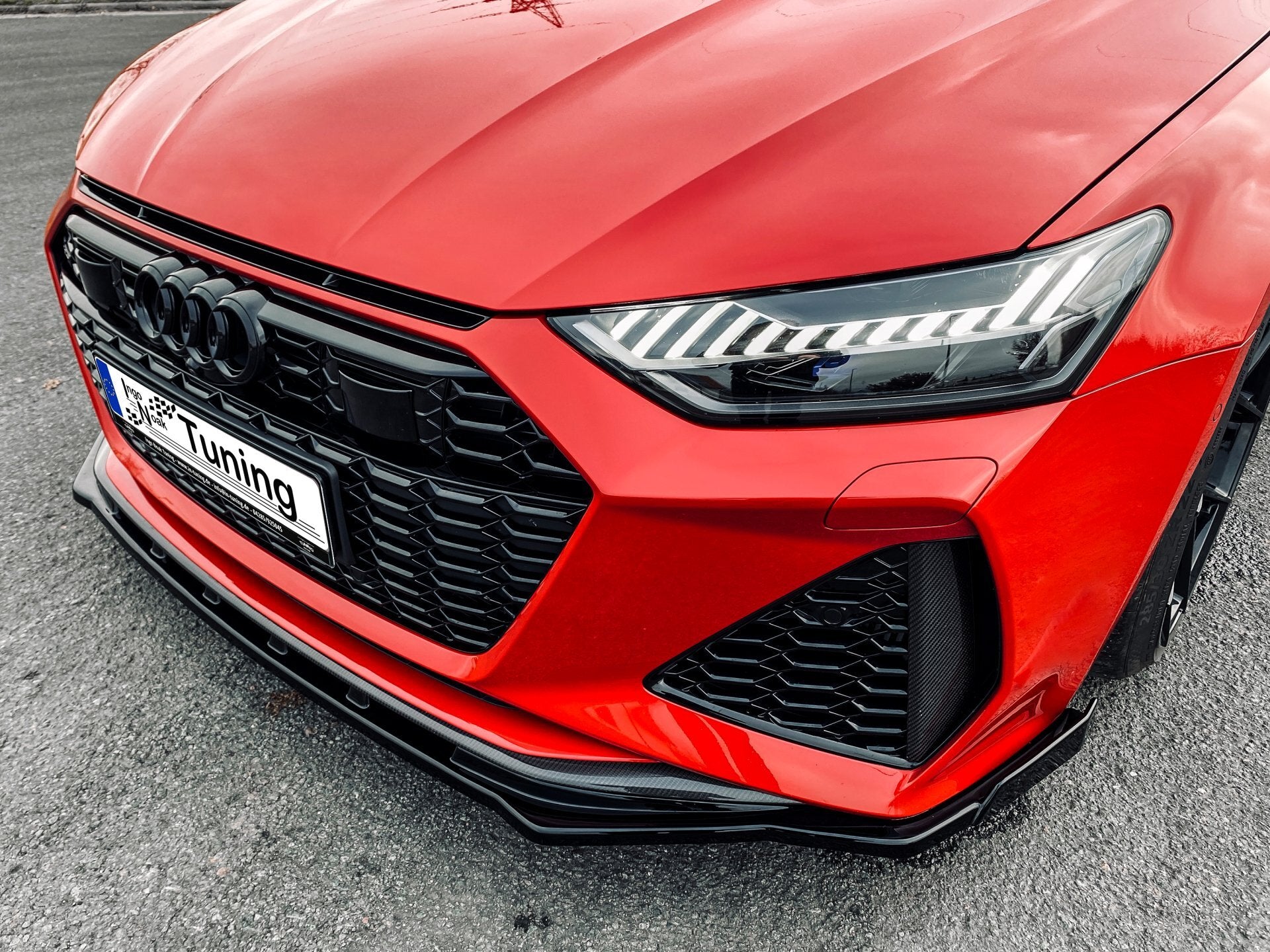CUP Frontspoilerlippe ABS mit Seitenwing Audi RS7 Typ C8 4K Schwarz Matt