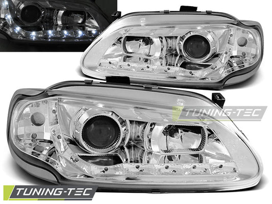 Tuning-Tec LED Tagfahrlicht Scheinwerfer für Renault Megane / Scenic 96-99 chrom