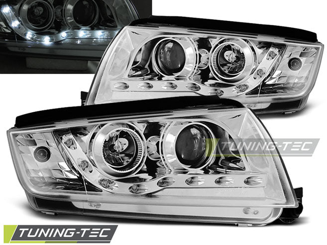 Tuning-Tec LED Tagfahrlicht Scheinwerfer für Skoda Fabia 1 99-08 chrom