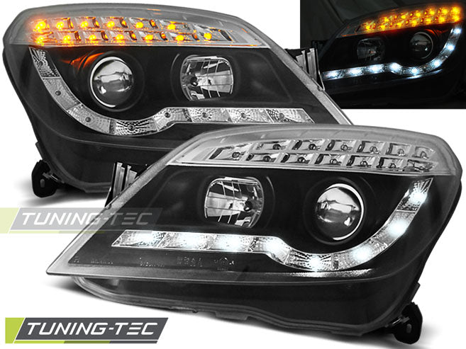 Tuning-Tec LED Tagfahrlicht Scheinwerfer für Opel Astra H 04-09 schwarz mit LED Blinker