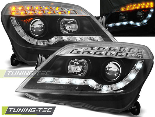 Tuning-Tec LED Tagfahrlicht Scheinwerfer für Opel Astra H 04-09 schwarz mit LED Blinker