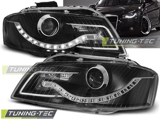 Tuning-Tec LED Tagfahrlicht Scheinwerfer für Audi A3 8P 04-08 schwarz