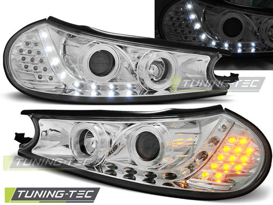 Tuning-Tec LED Tagfahrlicht Scheinwerfer für Ford Mondeo MK1 96-00 chrom mit LED Blinker